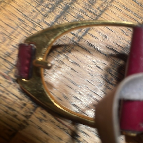 Vintage 1960’s Genuine Hermes Burgundy Leatherher Belt with Gold Buckle. size 34 - Picture 3 of 4